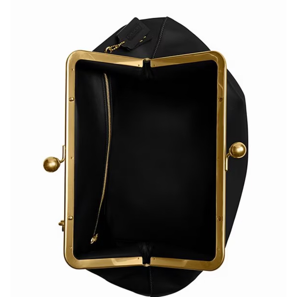 Coach Large Oversized Kisslock Frame Bag - Black IN HAND - Picture 6 of 7
